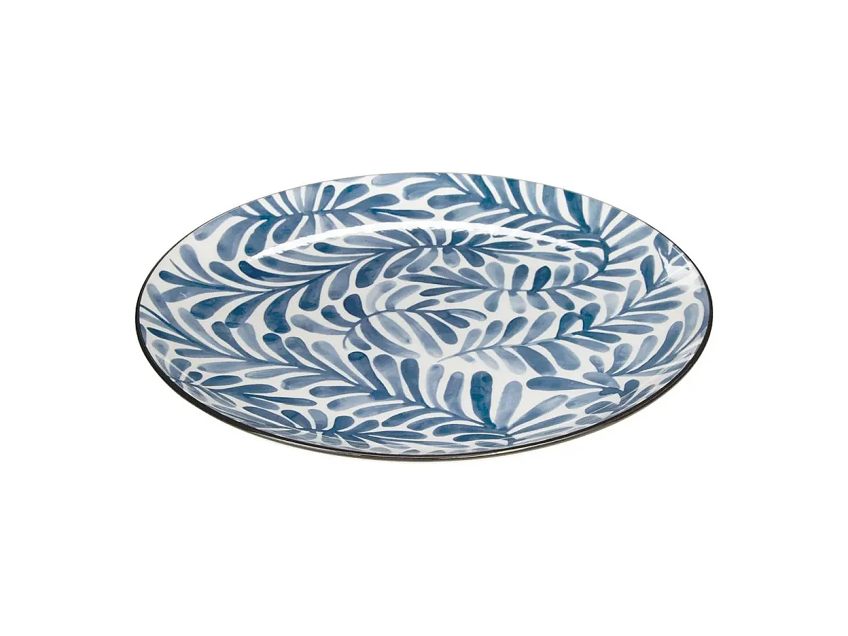 Lot de 6 Assiettes Plates "Umami Feuille" 26cm Bleu