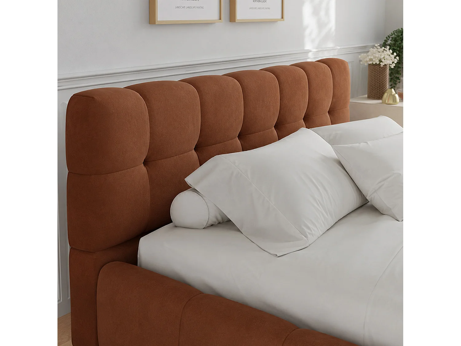 Lit nuage 160x200cm en velours marron KANSAS