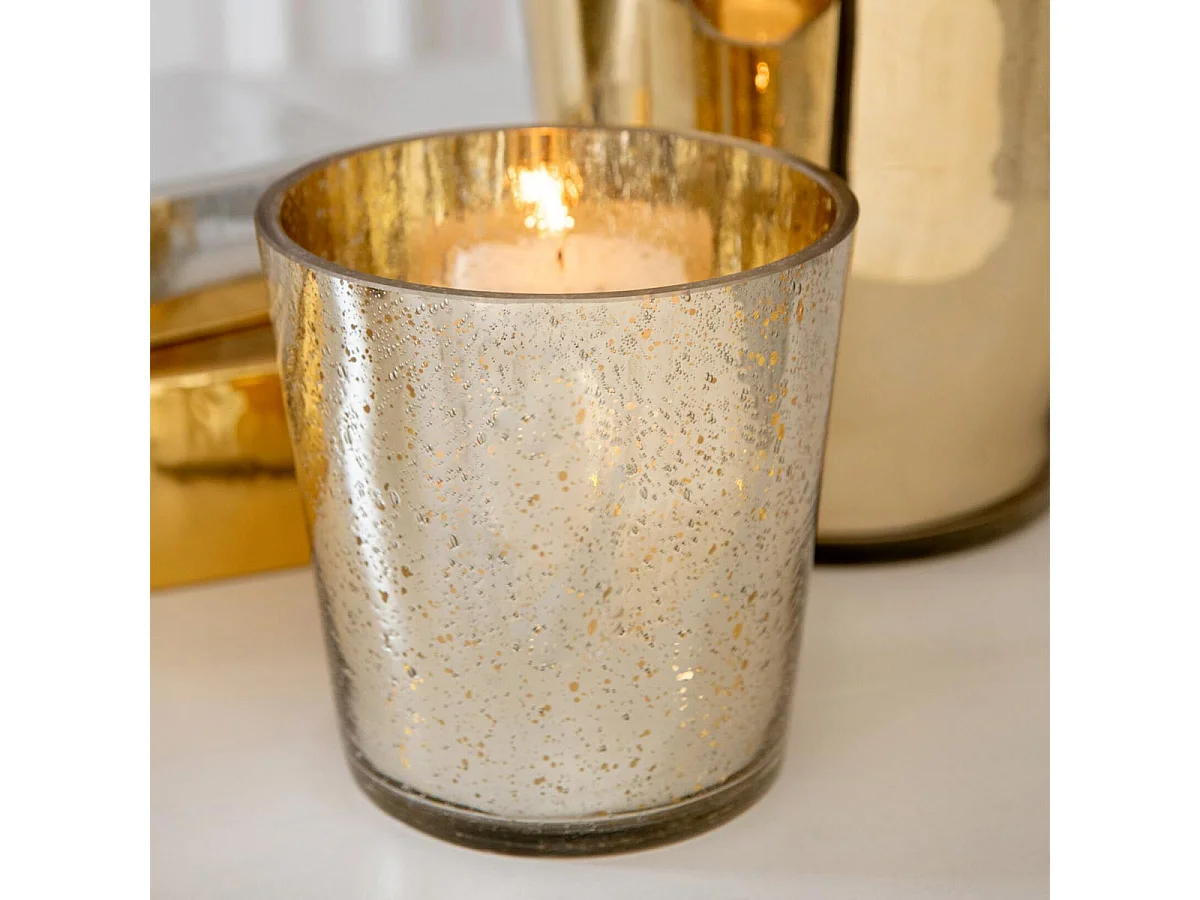 Photophore Design en Verre "Sparkle" 16cm Argenté