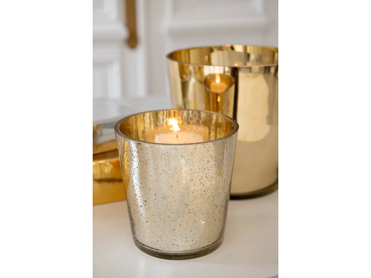 Photophore Design en Verre "Sparkle" 16cm Argenté