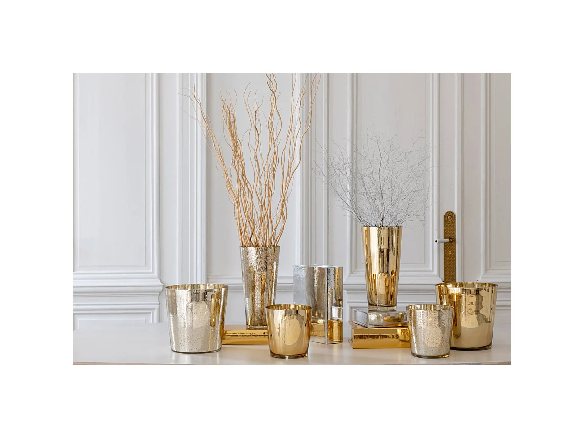 Photophore Design en Verre "Sparkle" 16cm Argenté
