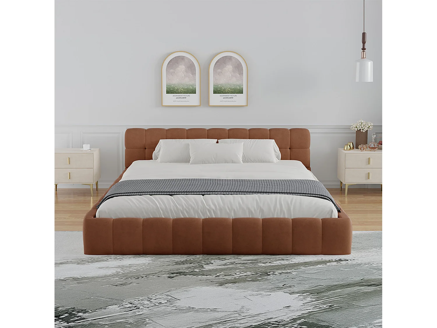 Lit nuage 140x190cm en velours marron KANSAS