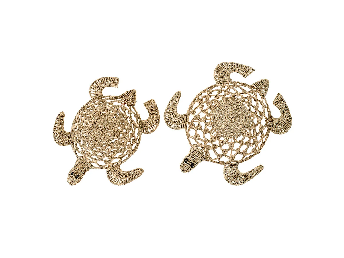 Lot de 2 Déco Murales en Jonc "Tortue" 80cm Naturel
