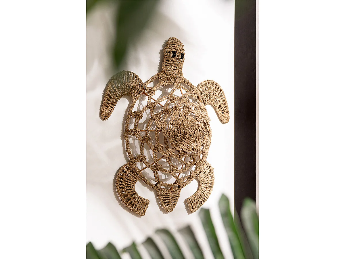 Lot de 2 Déco Murales en Jonc "Tortue" 80cm Naturel