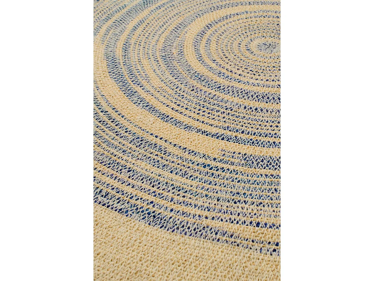 Déco Murale Plateau en Jonc "Galene" 100cm Naturel & Bleu
