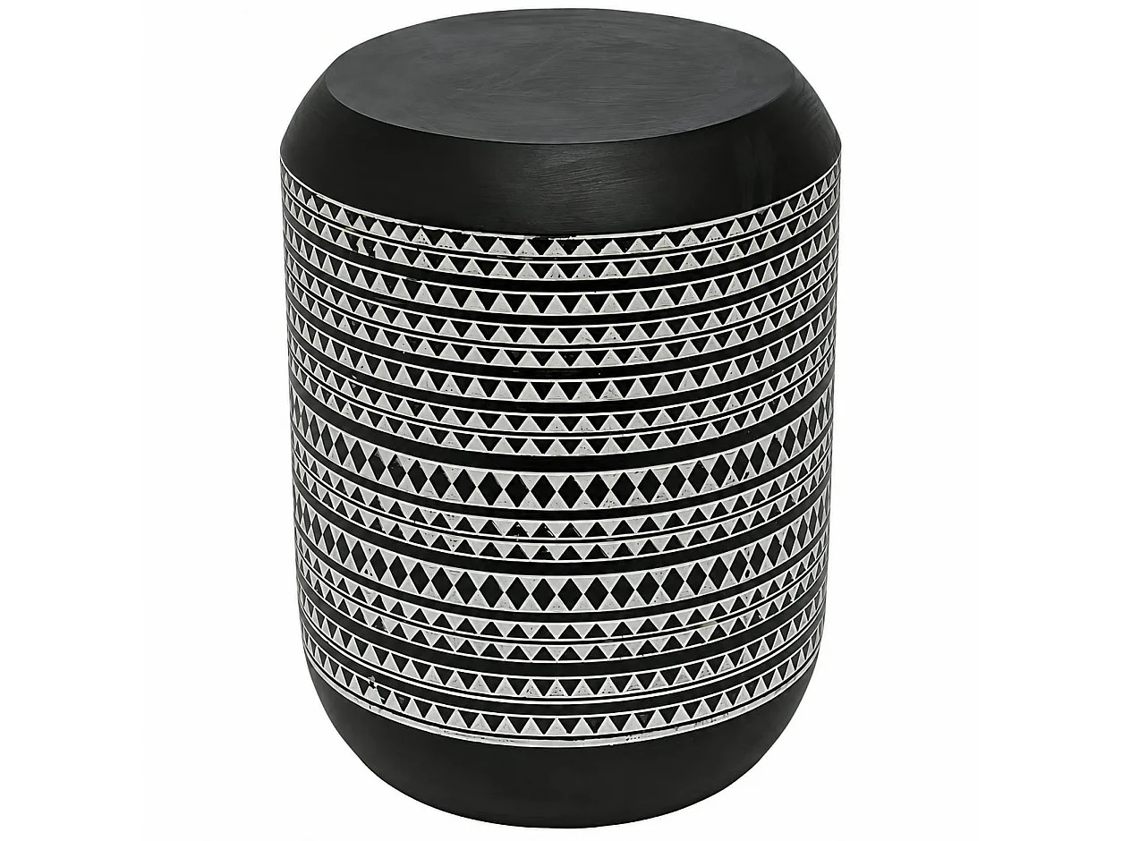 Table d'appoint noire à motifs ethniques MALMOE