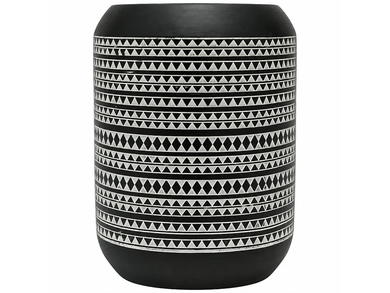 Table d'appoint noire à motifs ethniques MALMOE