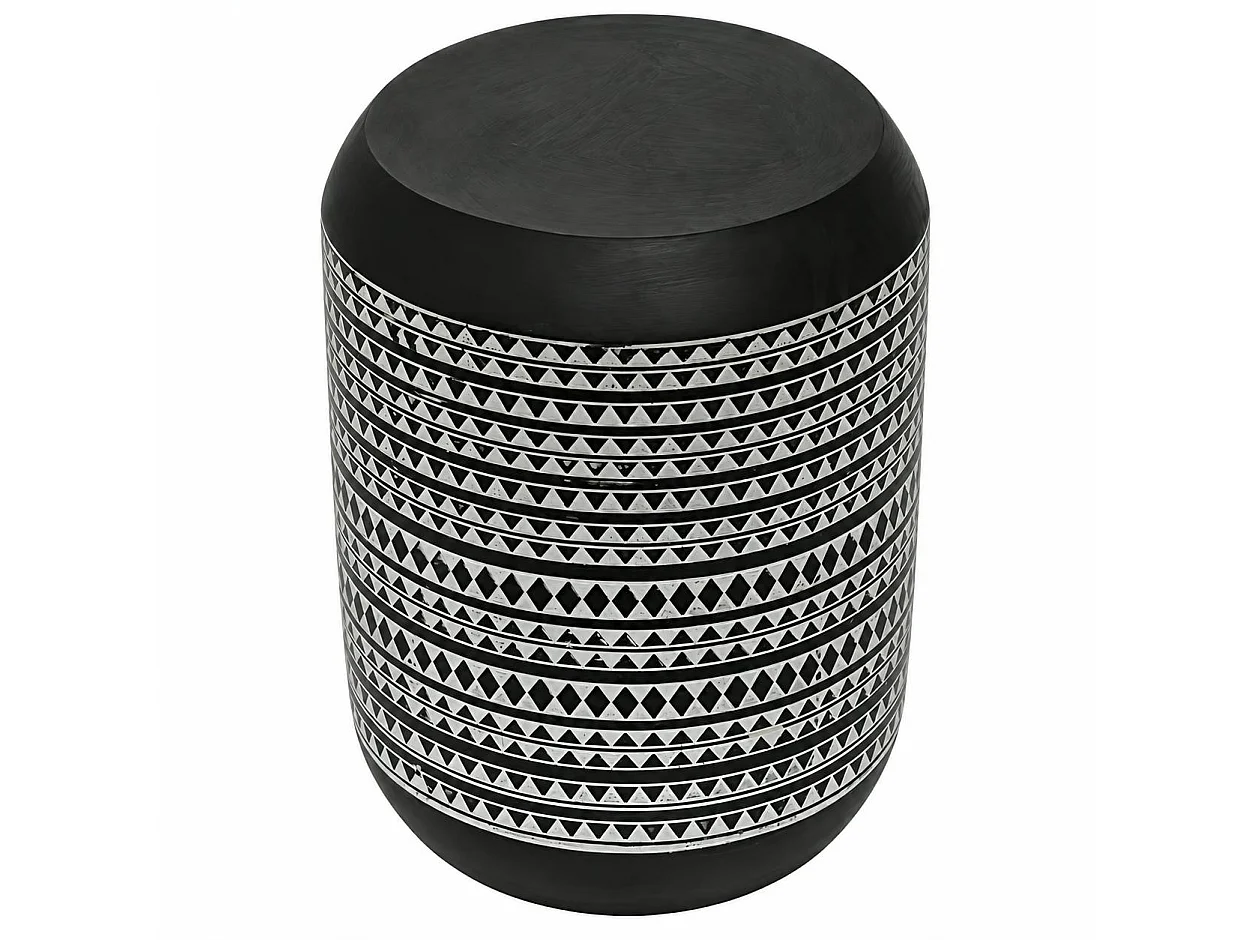 Table d'appoint noire à motifs ethniques MALMOE