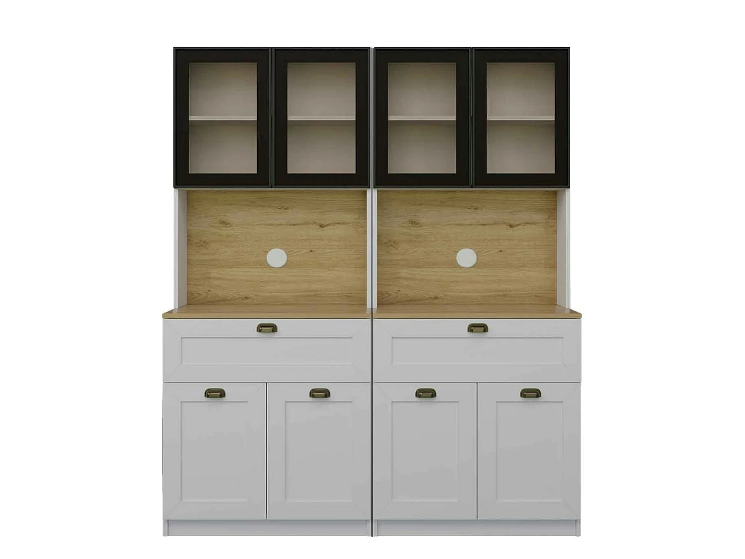 Vaisselier de cuisine à LED 8 portes décor blanc et noir AURA