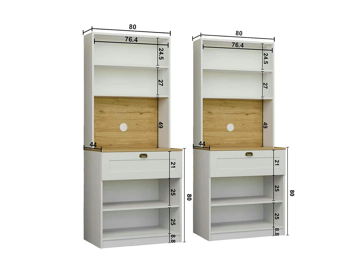 Vaisselier de cuisine à LED 8 portes décor blanc et noir AURA