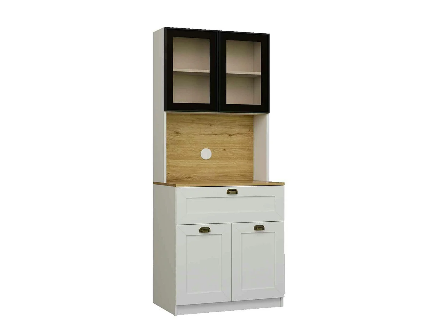 Vaisselier de cuisine à LED 4 portes décor blanc et noir AURA