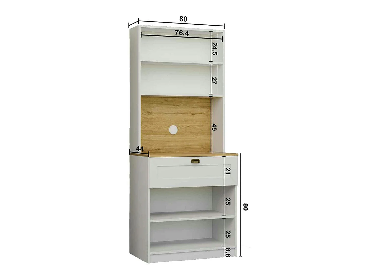 Vaisselier de cuisine à LED 4 portes décor blanc et noir AURA