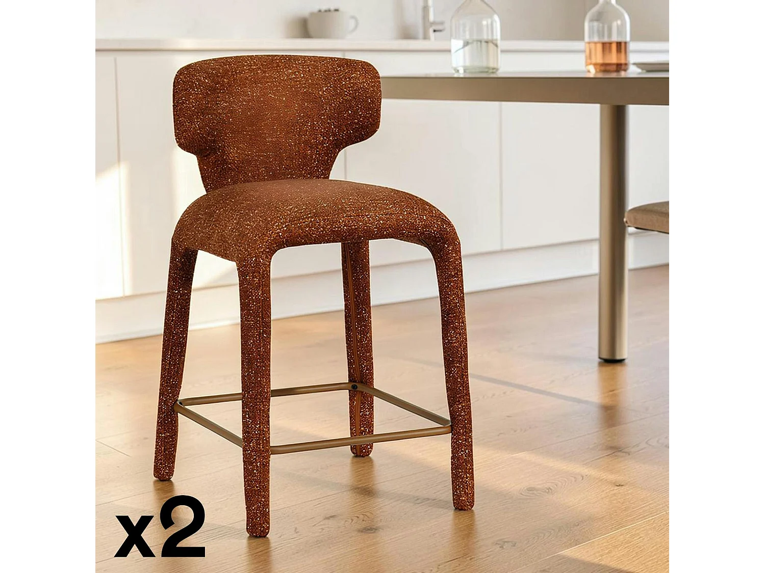 Tabouret de bar design terracotta avec dossier (x2) TULSA