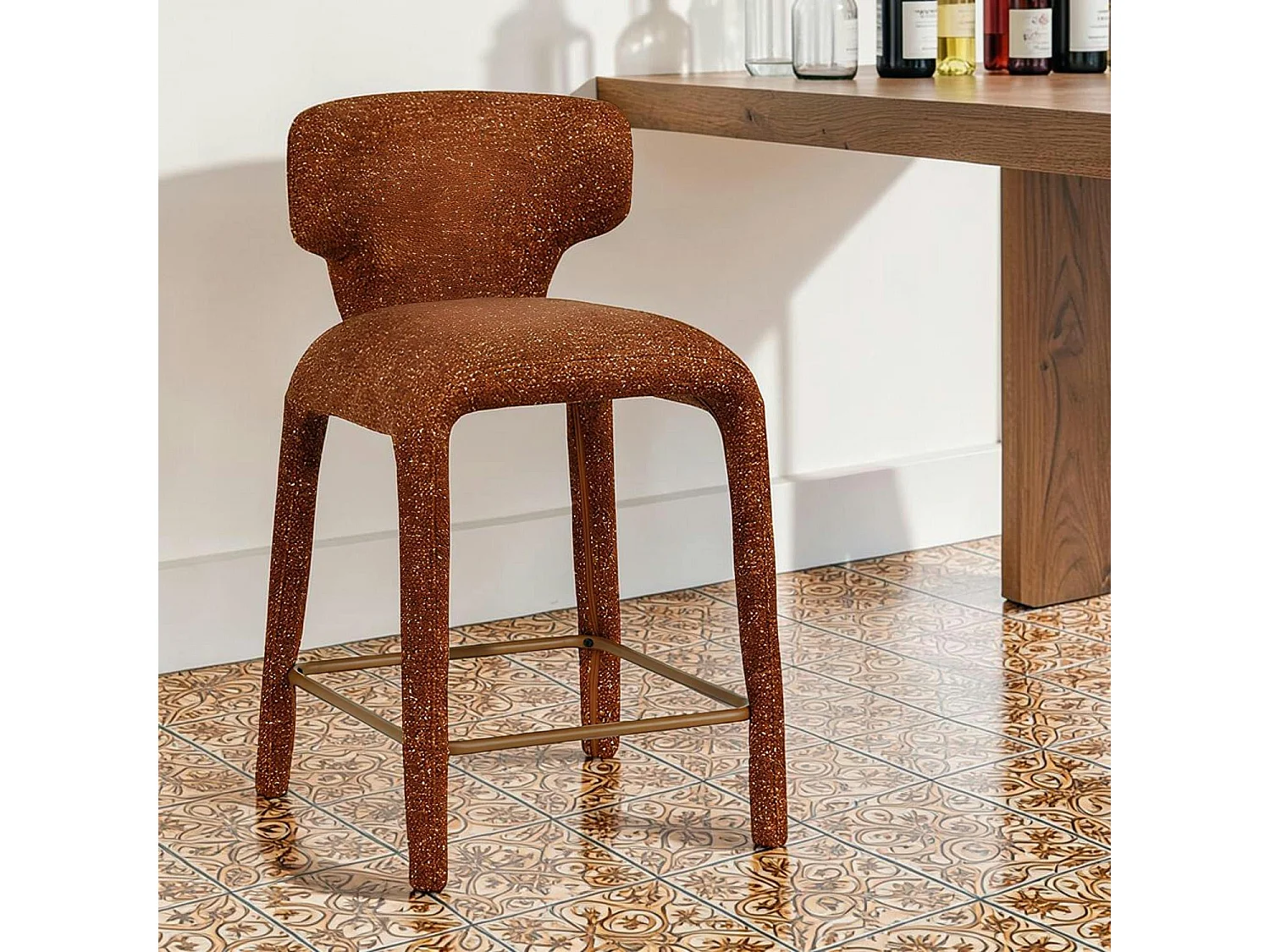 Tabouret de bar design terracotta avec dossier (x2) TULSA