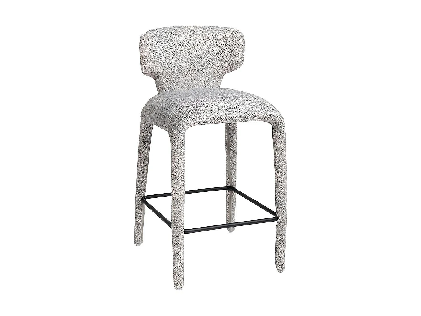 Tabouret de bar design en tissu gris avec dossier (x2) TULSA