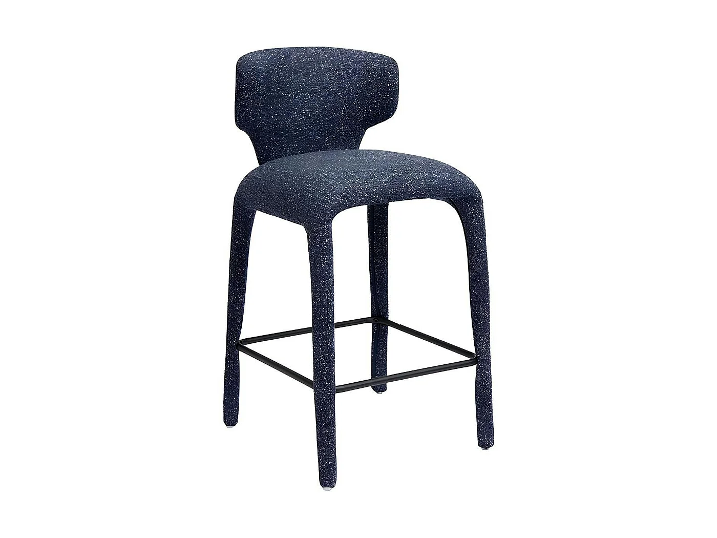 Tabouret de bar design en tissu bleu avec dossier (x2) TULSA
