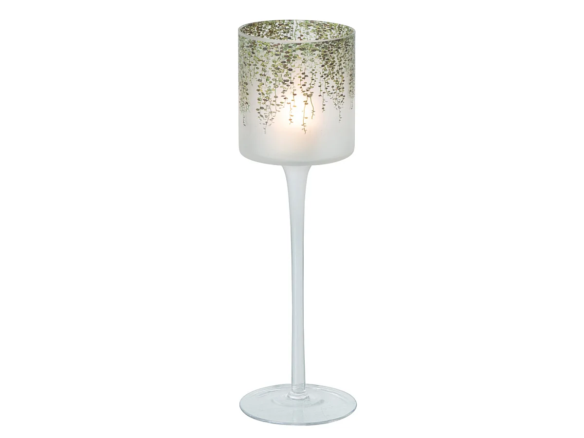 Photophore sur Pied en Verre "Eden" 30cm Transparent