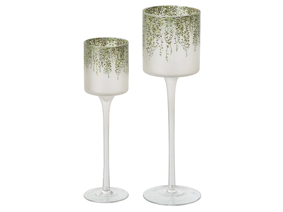 Photophore sur Pied en Verre "Eden" 30cm Transparent