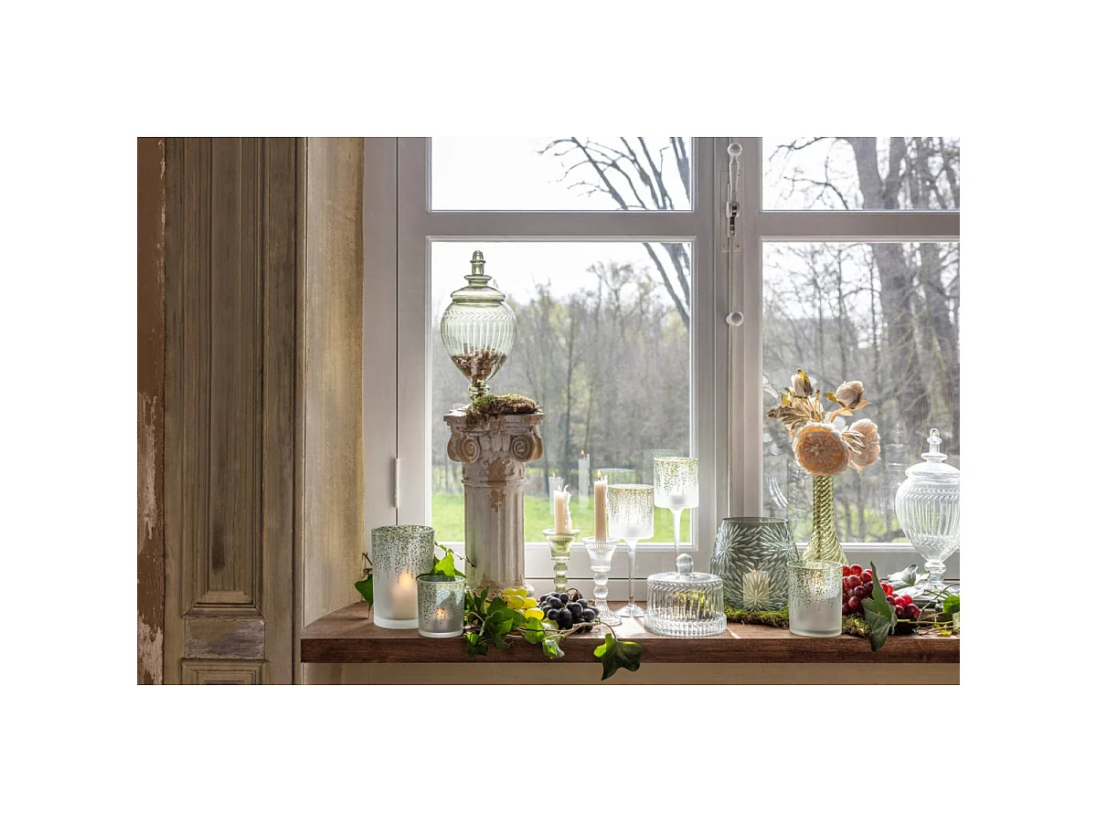 Photophore sur Pied en Verre "Eden" 30cm Transparent