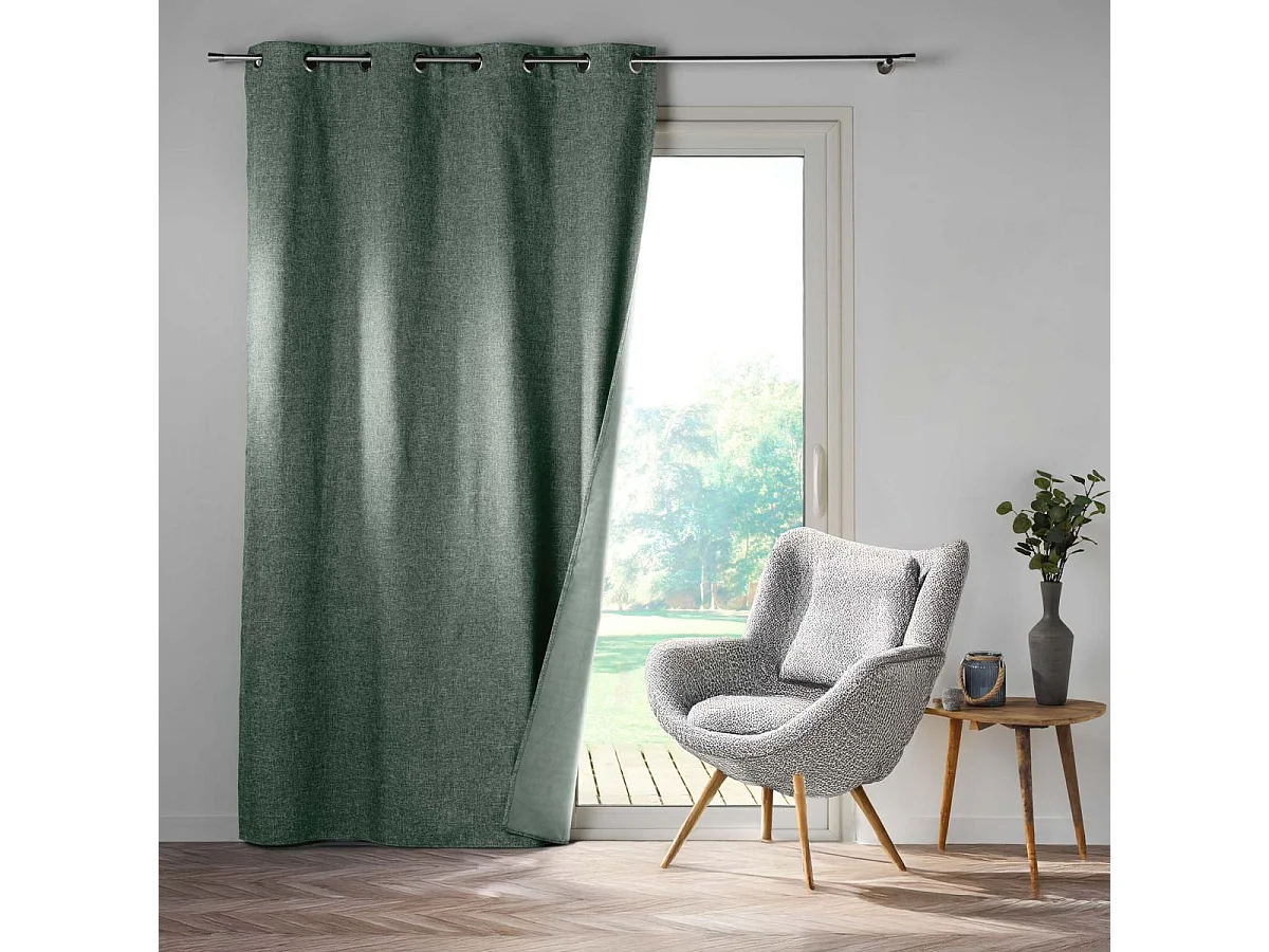 Rideau Occultant à Œillets "Crépuscule" 140x260cm Vert Cèdre