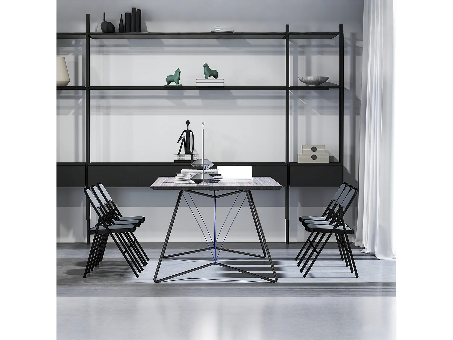 Lot de 4 chaises pliantes portables en velours côtelé et acier gris