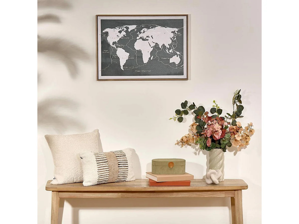 Toile Mappemonde "Fanyo" 50x70cm Bleu Émeraude