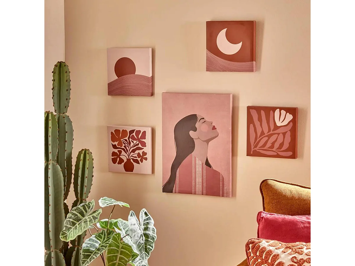 Lot de 5 Toiles Imprimées "Cynthia" 30x42cm Multicolore