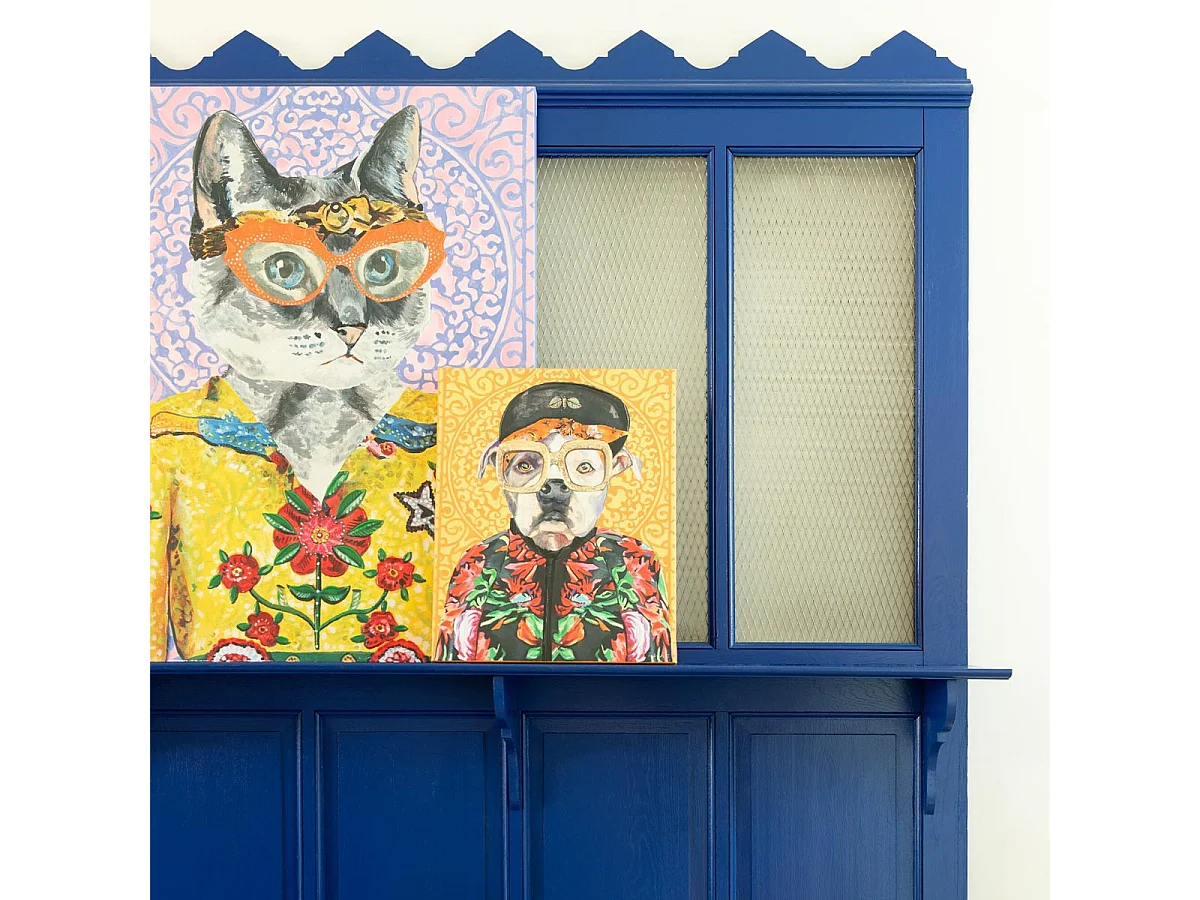 Toile Déco Chat "Popart" 75x100cm Multicolore
