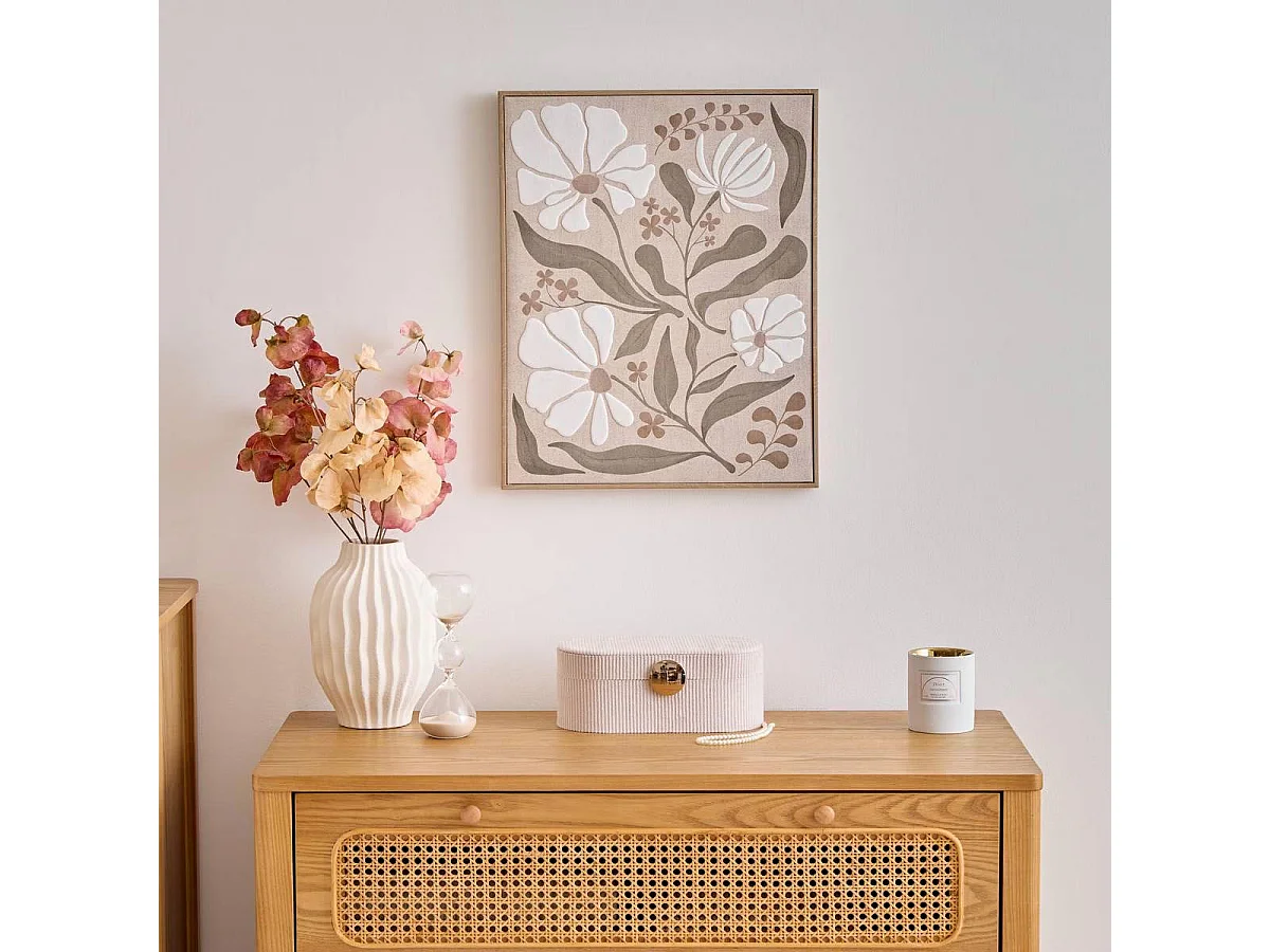 Toile Imprimée Fleur "Esmée" 40x50cm Kaki