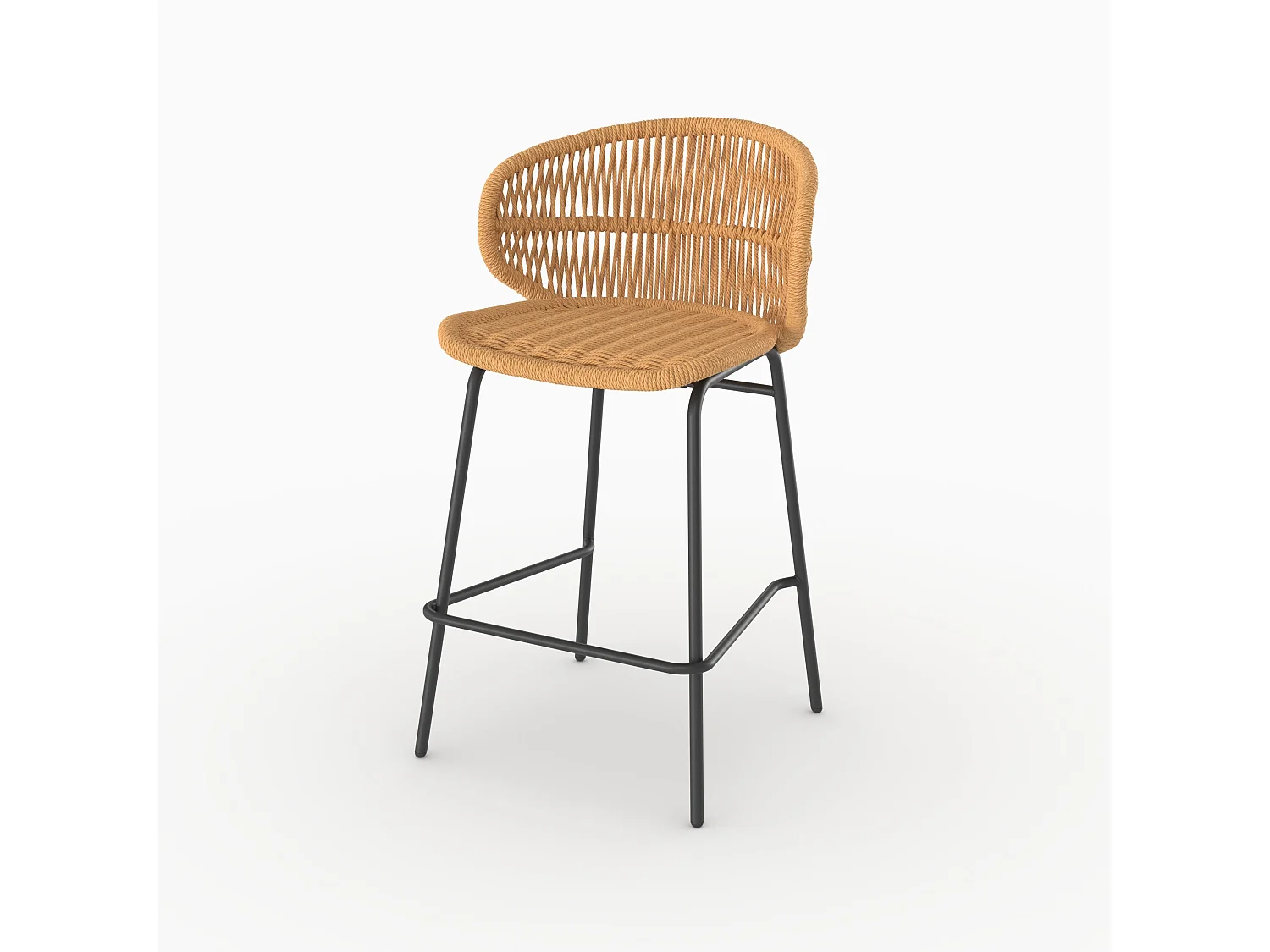 Lot de 2 chaises pour îlot central de jardin 65 cm, rotin synthétique - Lara