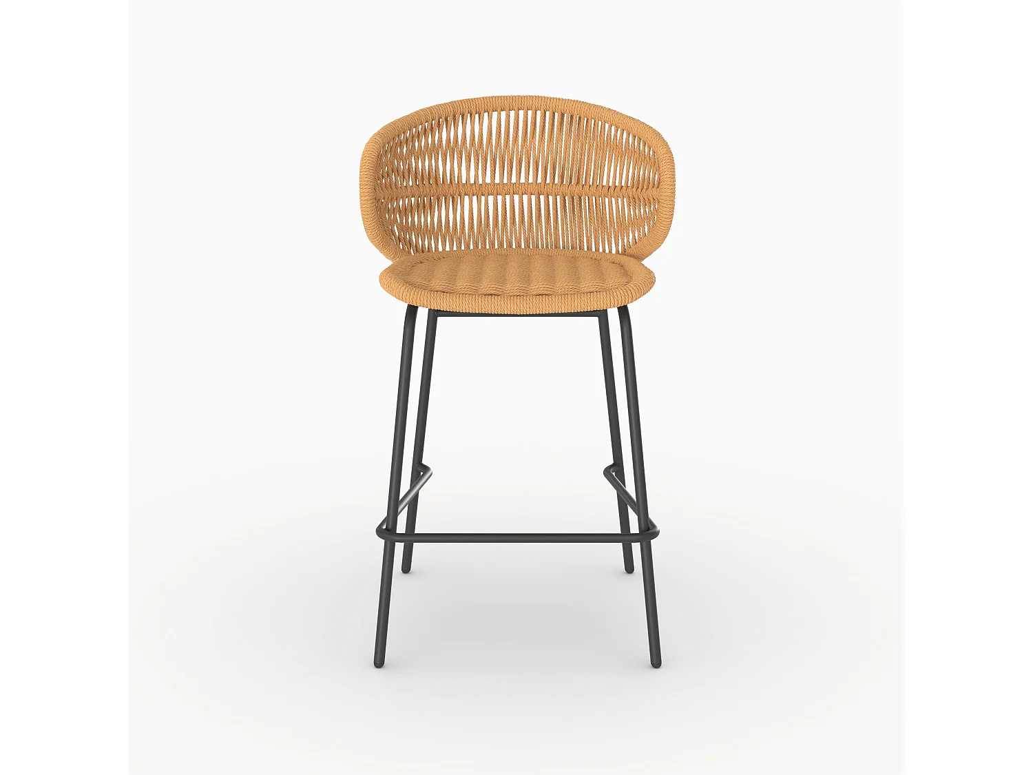 Lot de 2 chaises pour îlot central de jardin 65 cm, rotin synthétique - Lara