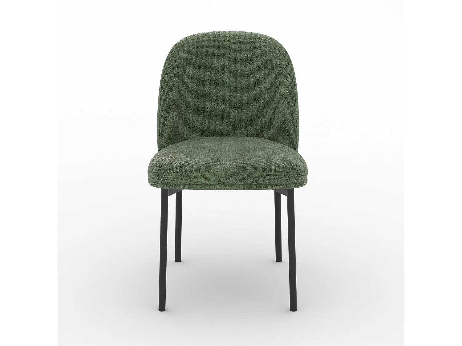Lot de 2 chaises en tissu vert sapin et pieds métal noir - Noah