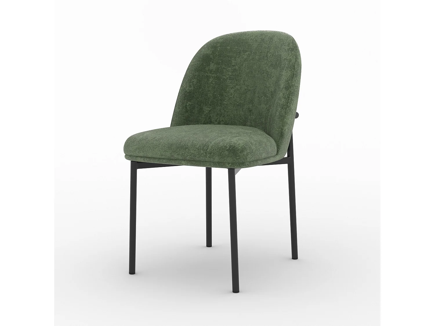 Lot de 2 chaises en tissu vert sapin et pieds métal noir - Noah