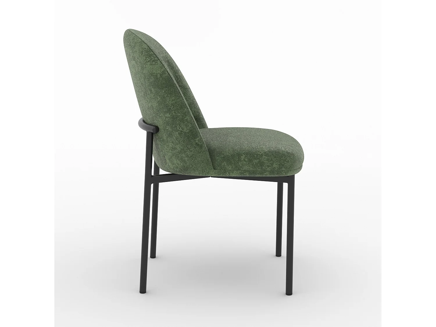 Lot de 2 chaises en tissu vert sapin et pieds métal noir - Noah