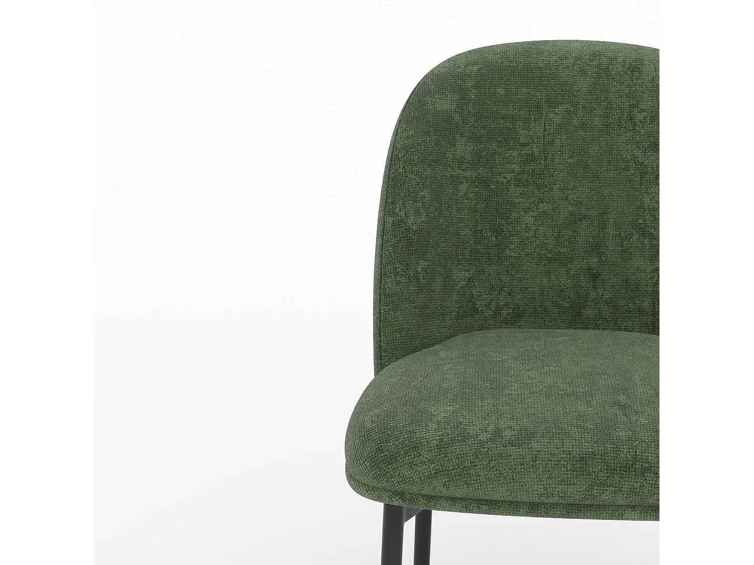 Lot de 2 chaises en tissu vert sapin et pieds métal noir - Noah