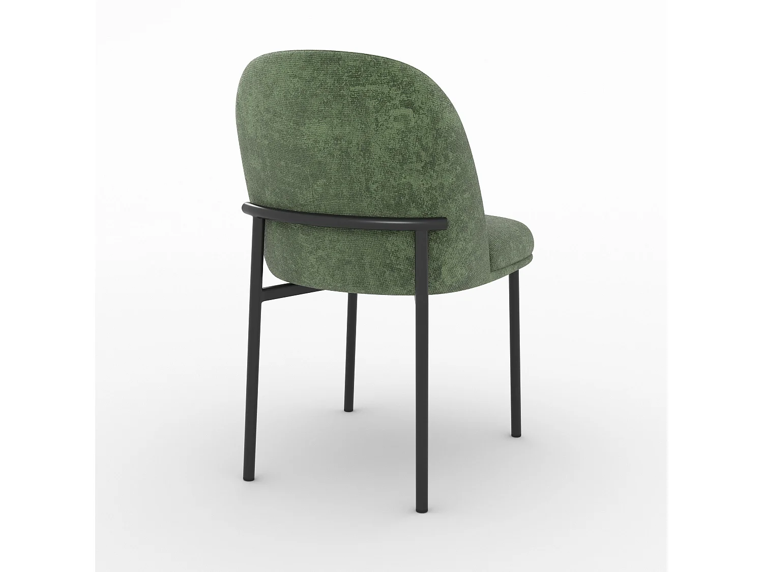 Lot de 2 chaises en tissu vert sapin et pieds métal noir - Noah