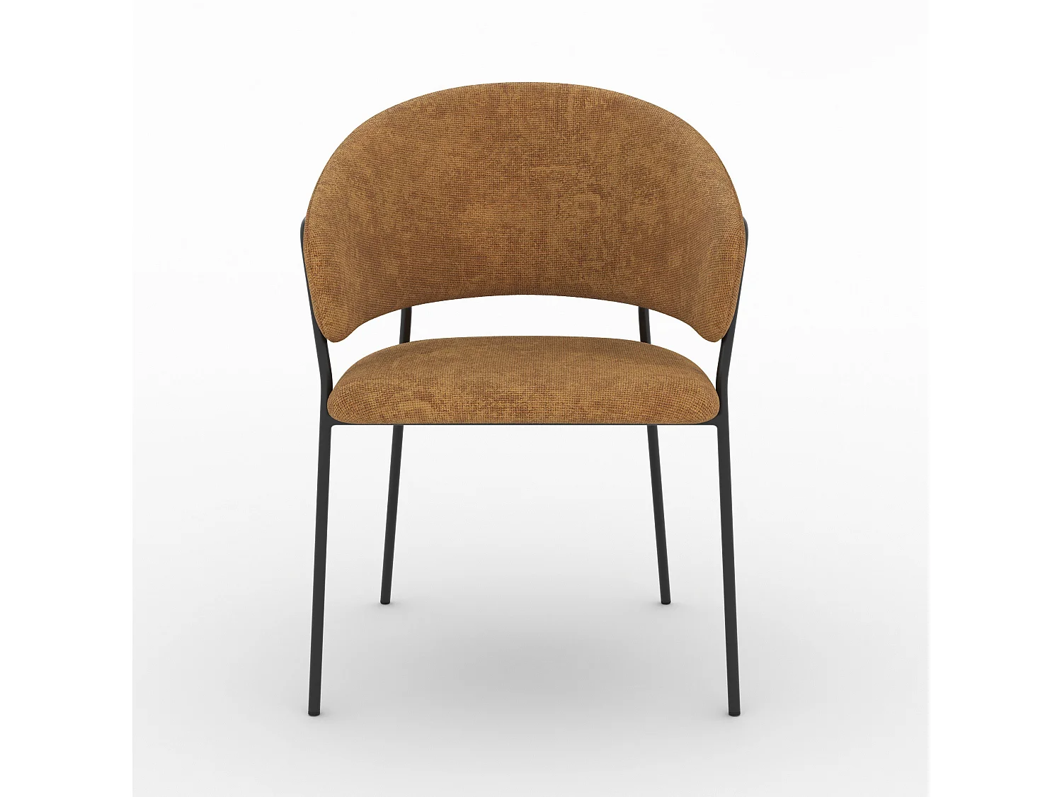 Lot de 2 chaises en tissu caramel et pieds en métal noir - Amaya