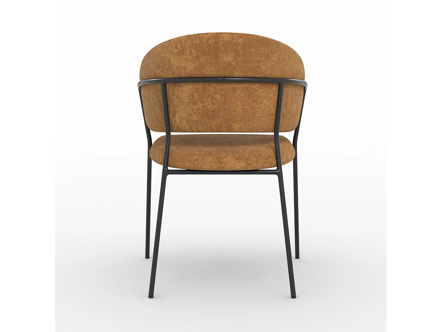 Lot de 2 chaises en tissu caramel et pieds en métal noir - Amaya