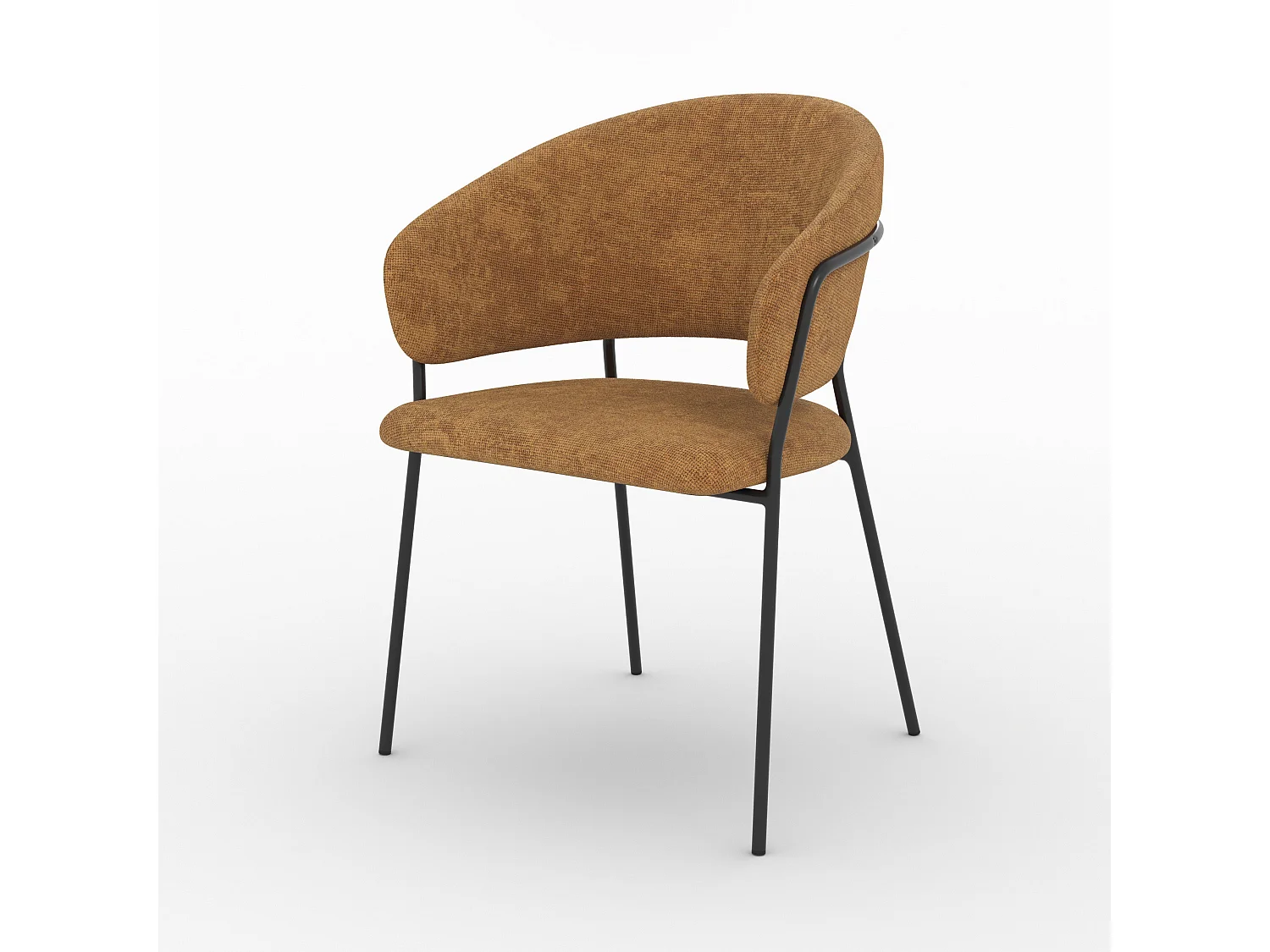Lot de 2 chaises en tissu caramel et pieds en métal noir - Amaya