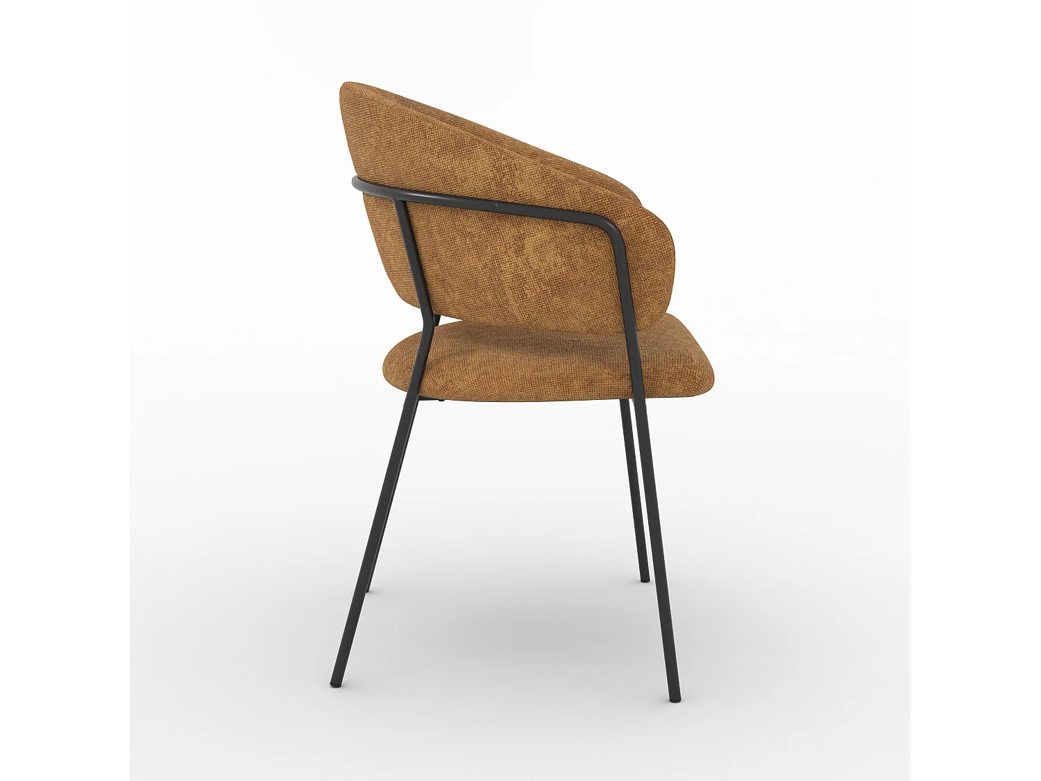 Lot de 2 chaises en tissu caramel et pieds en métal noir - Amaya