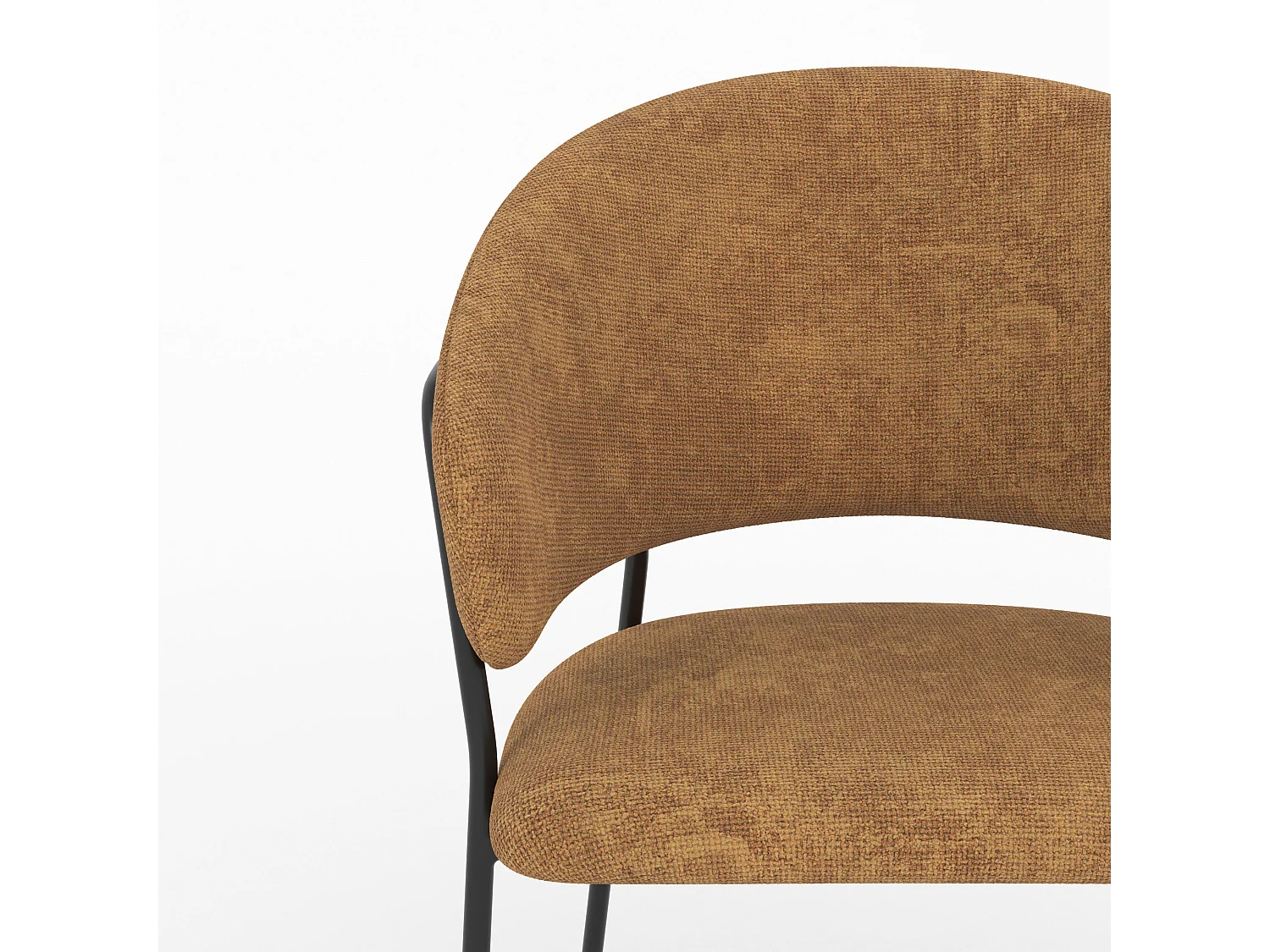 Lot de 2 chaises en tissu caramel et pieds en métal noir - Amaya