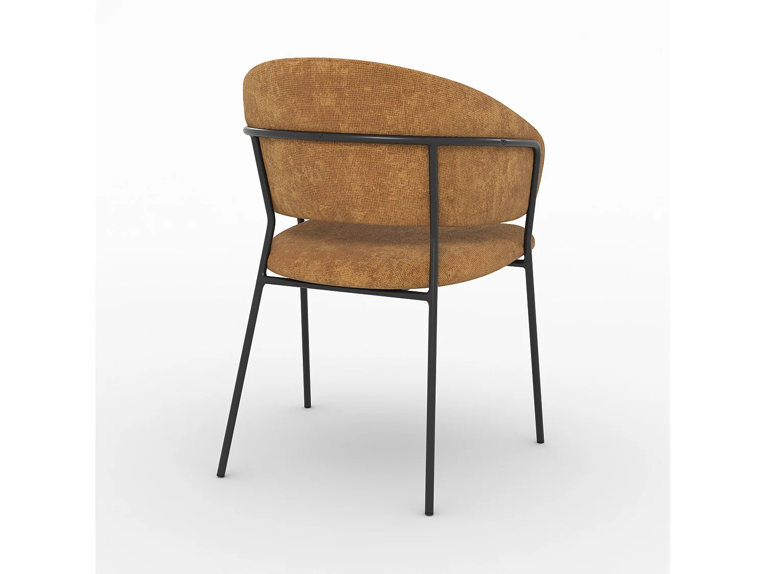 Lot de 2 chaises en tissu caramel et pieds en métal noir - Amaya