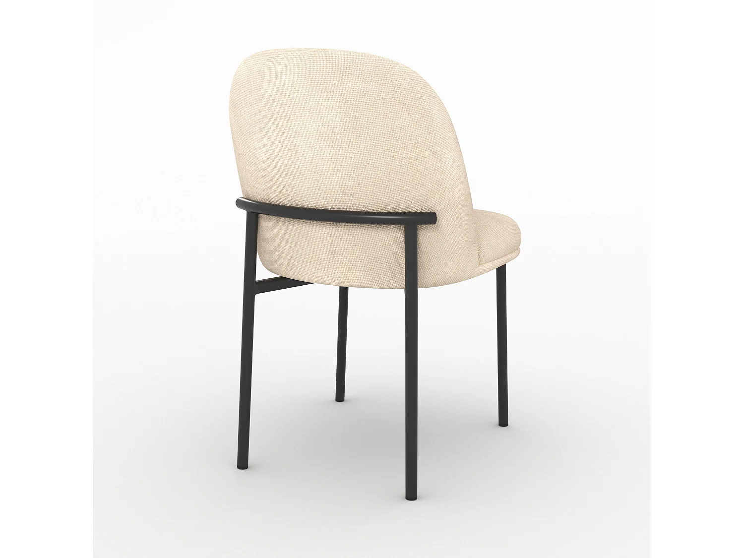 Lot de 2 chaises en tissu beige et pieds métal noir - Noah