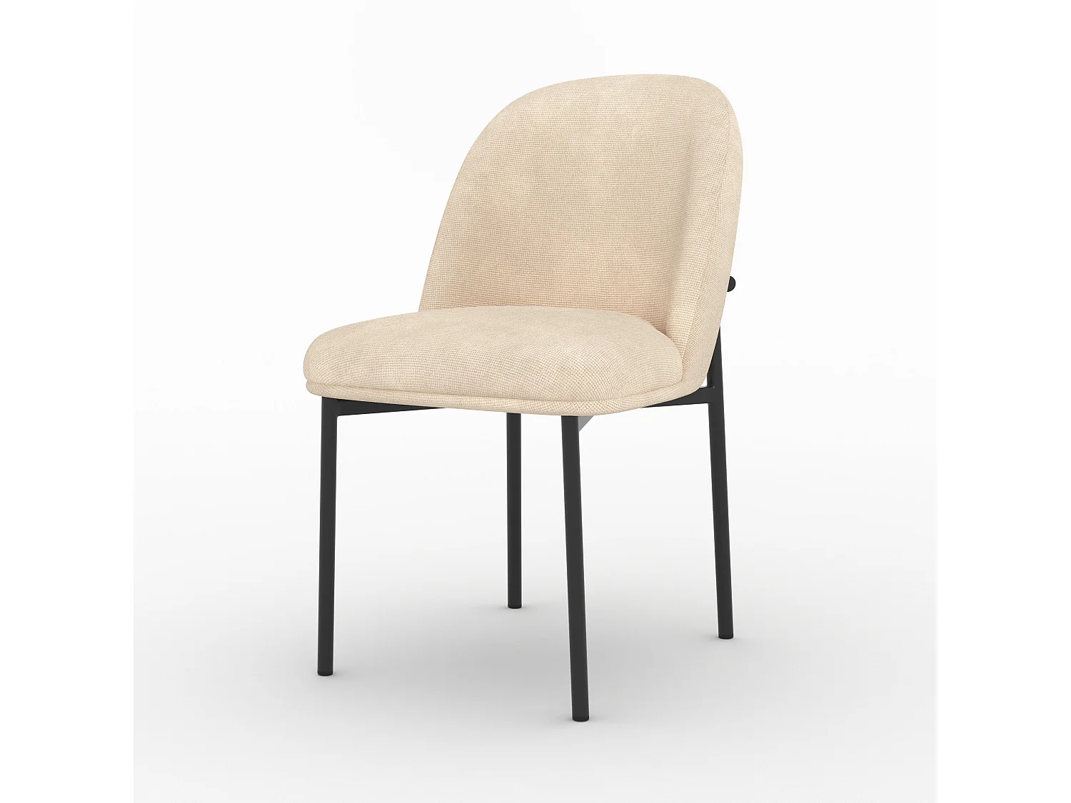 Lot de 2 chaises en tissu beige et pieds métal noir - Noah
