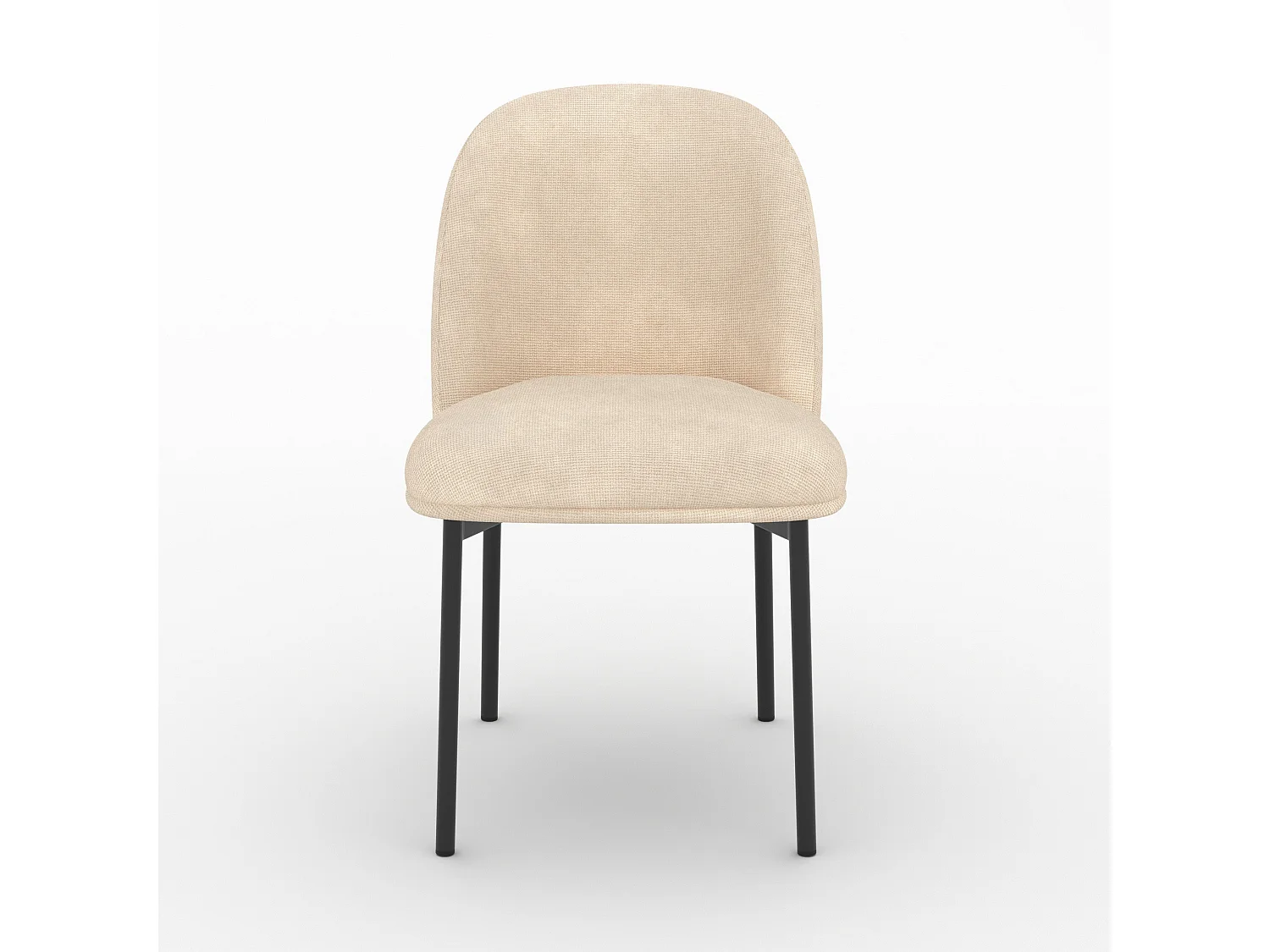 Lot de 2 chaises en tissu beige et pieds métal noir - Noah