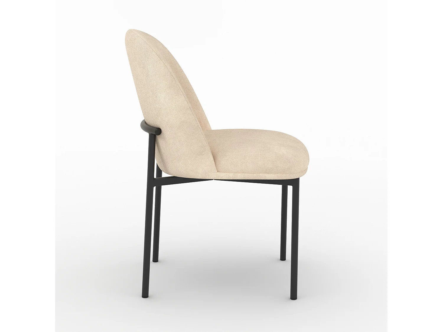 Lot de 2 chaises en tissu beige et pieds métal noir - Noah