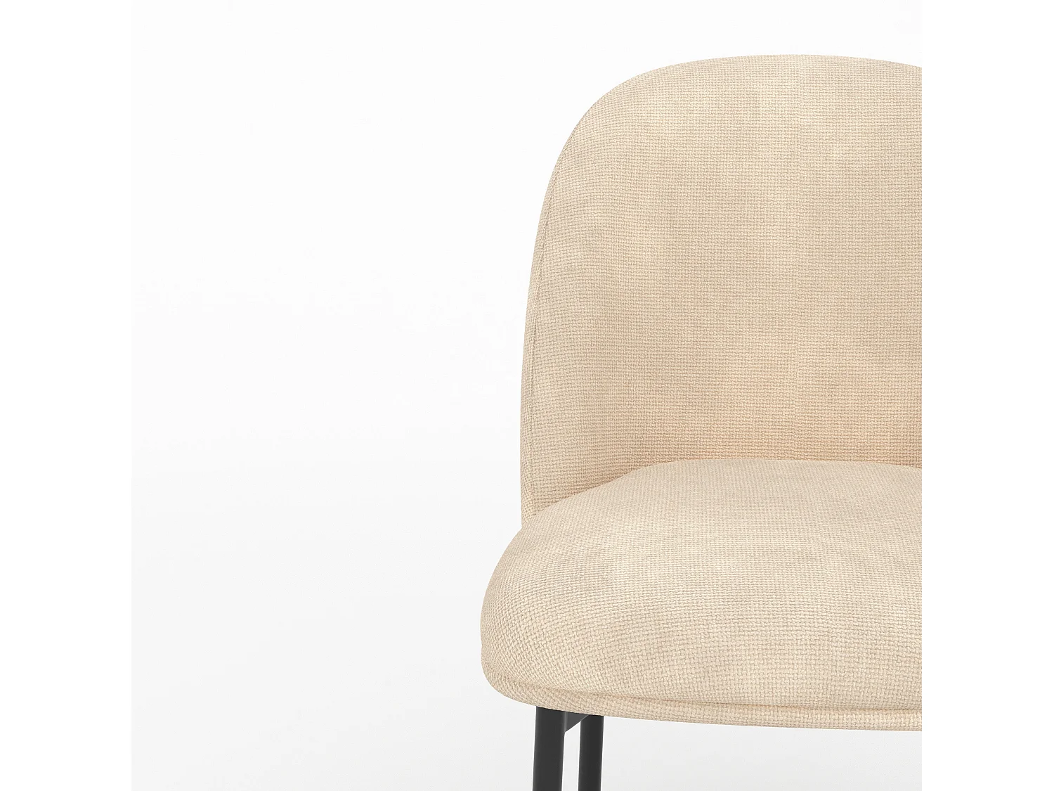 Lot de 2 chaises en tissu beige et pieds métal noir - Noah
