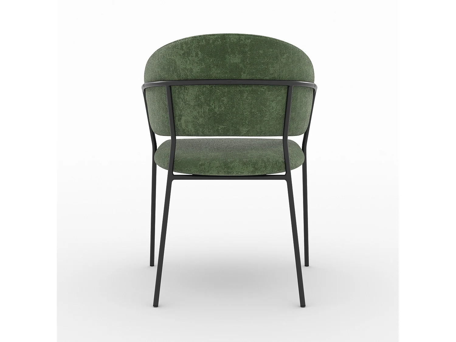 Lot de 2 chaises en tissu vert sapin et pieds en métal noir - Amaya