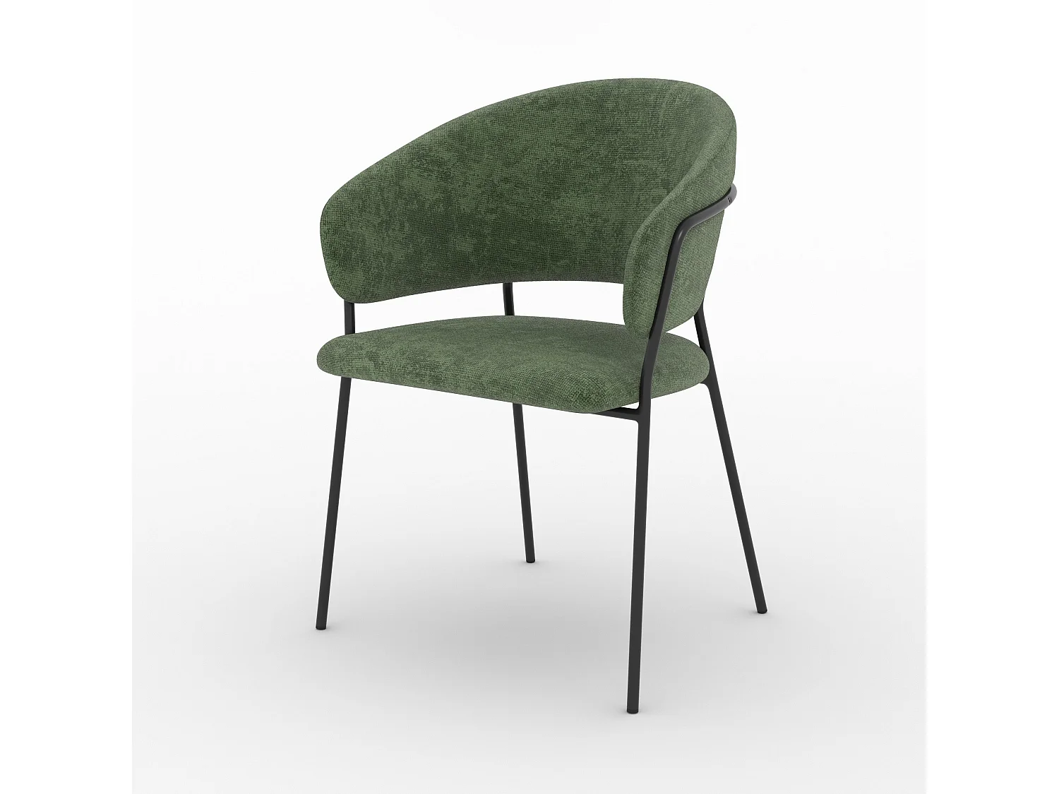 Lot de 2 chaises en tissu vert sapin et pieds en métal noir - Amaya