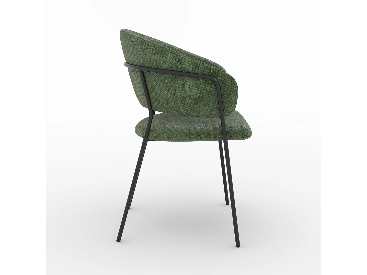 Lot de 2 chaises en tissu vert sapin et pieds en métal noir - Amaya